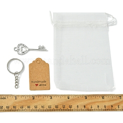 Diyキーホルダー作成キット  合金ペンダント入り  アイアン製キーリング  紙ギフトタグ  キー  50x18x3mm  穴：4mm&nbsp;DIY-FS0006-37B
