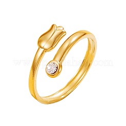 Bagues ouvertes en acier inoxydable 304 ornées de strass&nbsp;WGC2E6C-02