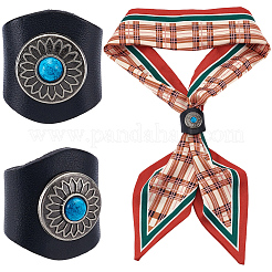 Pinces à foulard en similicuir à fleurs&nbsp;AJEW-WH20001-16A-02