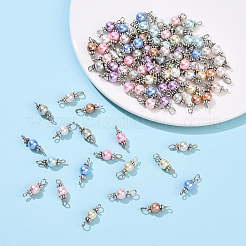 100 шт. подвески-соединители из двухцветного стекла с жемчужинами&nbsp;PALLOY-YW00097