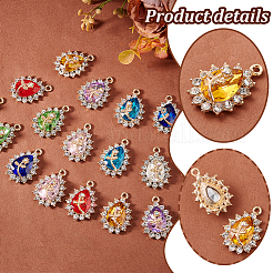 18шт 9 цвета стеклянные подвески&nbsp;FIND-PH0022-22