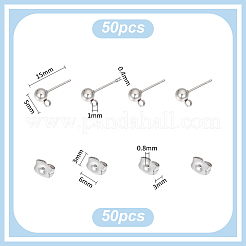 Фурнитура для сережек-гвоздиков из нержавеющей стали 304 STAS-UN0015-57B
