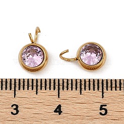 Ionenplattierung (IP) 304 Edelstahl Micro Pave Zirkonia Charms&nbsp;STAS-Z094-02G-07
