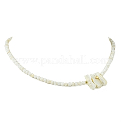 Collane da donna con perline di conchiglia trochid naturale e perle naturali rotonde.&nbsp;NJEW-JN06222-01