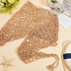 Полиэстер женская вязаная крючком пляжная накидка саронг AJEW-WH20007-71