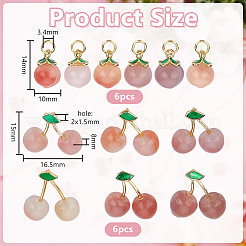 12 шт. 2 стиля подвески из натурального агата персикового и вишневого цвета G-OC0005-92