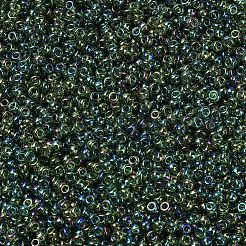 MIYUKIラウンドロカイユビーズ  日本製シードビーズ  （rr288)透明オリーブグリーンab  11/0  2x1.3mm  穴：0.8mm  約1100PCS /ボトル  10 G /ボトル&nbsp;SEED-JP0008-RR0288