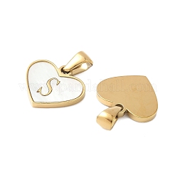 Сердце из натуральной белой ракушки из нержавеющей стали 304 с подвесками в виде инициалов STAS-R168-25G-S