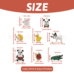 32шт 8 стиля непрозрачные подвески из смолы&nbsp;RESI-BY0001-04