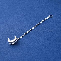 チェーン付きスターリングシルバーエンド925個  ムーン  銀  70x9.5mm  穴：3.5mm&nbsp;STER-S010-04A-S