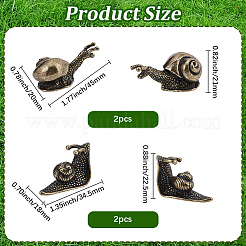 4 Stück 2 Stile Legierung Schnecke Display Dekorationen&nbsp;DJEW-SP0001-38