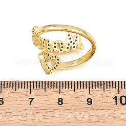 Bagues manchette ouvertes en laiton serties de micro-pavés de zirconiums cubiques pour la fête des mères&nbsp;CU-CBACDF6-07G-01