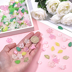 葉っぱと花のジュエリー作りキット  ABSプラスチックイミテーションパールビーズを含む  アクリルビーズとペンダント  ミックスカラー&nbsp;DIY-SC0031-73