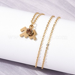 Colliers avec pendentif constellation de pierre de naissance en acier inoxydable 304&nbsp;LS-STAS-D305-08G-K
