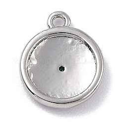 真鍮製マイクロパヴェキュービックジルコニアチャーム  長持ちメッキ  スターとフラットラウンド  シーグリーン  12x10x2mm  穴：1.2mm&nbsp;ZIRC-I054-13P-04
