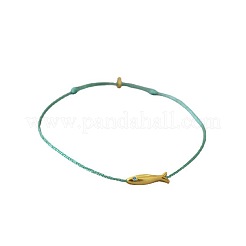 Регулируемые браслеты на ногу из латунных плетеных бусин в форме рыб WGBBA61-01