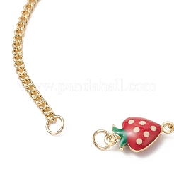 3 шт. 3 варианта браслета из латунной эмали с красными звеньями в форме клубники.&nbsp;AJEW-JB01546