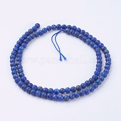 Окрашенные природные лазурит бисер пряди круглые&nbsp;G-G735-06F-4mm
