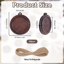 20 Stück Cabochon-Fassungen für Holzanhänger&nbsp;WOOD-AR0001-55