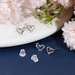 2 пара полых сердец с родиевым покрытием&nbsp;EJEW-BBC0001-33P