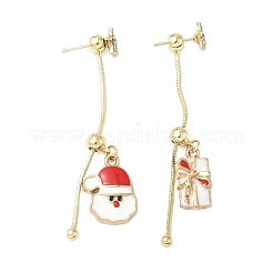 Рождественские серьги-гвоздики с эмалью из алюминиевого сплава для женщин EJEW-F399-05B-G