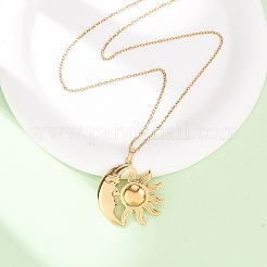 Collane con ciondolo sole e luna in acciaio inossidabile 304 e catena a maglia fine per uomo e donna&nbsp;NJEW-K308-04D-G