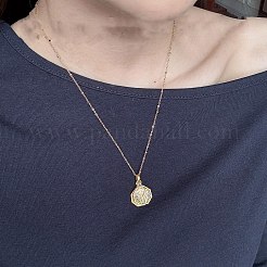 Collane con pendente ottagonale in ottone smaltato e conchiglia naturale per donna&nbsp;WGEA23F-01