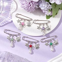 12 шт. 12-х цветные булавки для килта из сплава ангела и акрила&nbsp;JEWB-BR00175