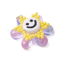 Подвески из стеклянных бусин в виде подсолнухов&nbsp;PALLOY-MZ01014-01