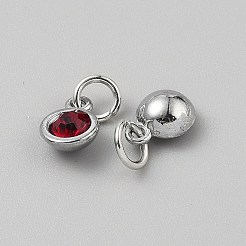 亜鉛合金ラインストーンのチャーム  ラウンド  丸カン付き  暗赤色  10x7.5x4.5mm  穴：3.8mm&nbsp;PALLOY-TAC0220-01C-P