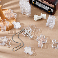 60 шт. 2 стиля крестообразные переносные пластиковые маленькие шкатулки для хранения ювелирных изделий с крышкой&nbsp;AJEW-FH0006-76