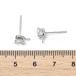 Фурнитура для сережек-гвоздиков в форме капли из латуни с прозрачным кубическим цирконием&nbsp;XGR0104P-116P