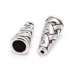 チベットスタイルの合金ビーズコーン  カドミウムフリー＆鉛フリー  アンティークシルバー  18x8x8mm  穴：1mm&nbsp;X-TIBEB-00821-AS-R