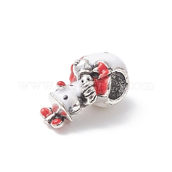 クリスマステーマ合金エナメルヨーロッパビーズ  大穴ビーズ  アンティークシルバー  雪だるま  16.5x9.5x7mm  穴：4.5mm&nbsp;MPDL-Q213-12AS