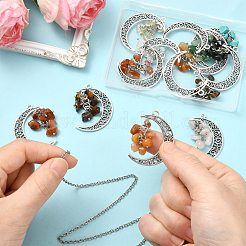 20 шт. 10-цветный полумесяц в тибетском стиле из сплава с подвесками из драгоценных камней&nbsp;PALLOY-CJ00174