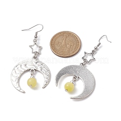 Orecchini pendenti con stella e luna in lega d'argento antico&nbsp;EJEW-JE05637-02