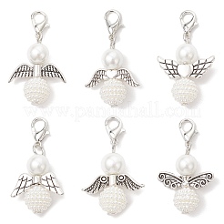 6 шт. 6 стиля акриловый искусственный жемчуг и стеклянный жемчуг подвеска ангел украшения HJEW-JM03480