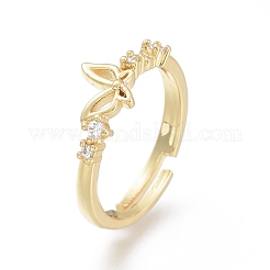 Регулируемые латунные кольца с прозрачным кубическим цирконием RJEW-O037-10G