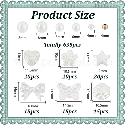 635 шт. бусины из АБС-пластика и акрила с имитацией жемчуга&nbsp;OACR-HY0001-22