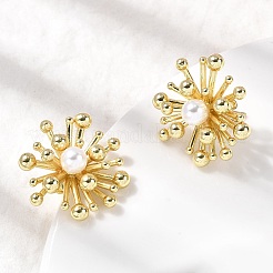 Серьги-гвоздики в виде цветка из латуни EJEW-H171-05G