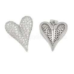 Серьги-гвоздики с прозрачным кубическим цирконием в форме сердца EJEW-S235-02P