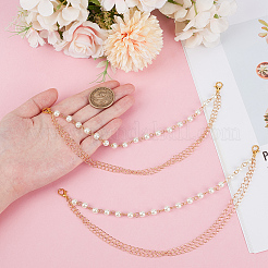 2 шт стеклянные жемчужные и латунные цепочки для ремней для ботинок&nbsp;HJEW-DR00203