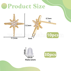 Латунные серьги-гвоздики из циркония&nbsp;KK-DC0004-92