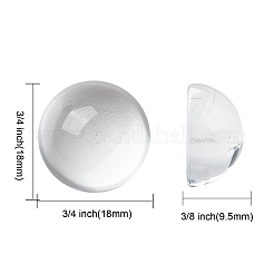 Прозрачный полукруглый стеклянные кабошоны&nbsp;X-GGLA-R027-18mm