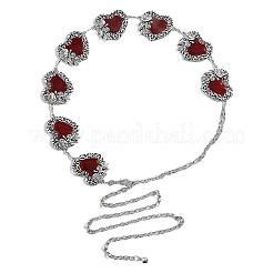 Catenina con maglie in lega e resina epossidica e cuore rosso scuro a forma di rosa per la vita e la pancia delle donne&nbsp;FS-WG123DD-01