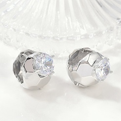 Серьги-кольца из латуни с прозрачным фианитом EJEW-Q016-08P