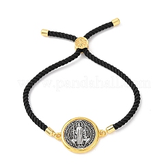 Браслеты-слайдеры из сплава с нейлоновой веревкой&nbsp;LS-BJEW-Z156-02G-02