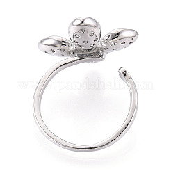 Оправы для колец-манжет из цветочной латуни с микропаве из прозрачного кубического циркония KK-T076-70P