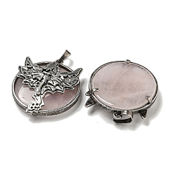 Плоские круглые подвески из натурального розового кварца G-F766-05AS-06