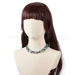 4 個 4 スタイル合成ターコイズ & ガラス シード ビーズ ネックレス セット  女性のためのアクセサリー用原石のアクセサリー  ミックスカラー  15~15.08インチ（38.1~38.3cm）  1個/スタイル&nbsp;NJEW-JN03952